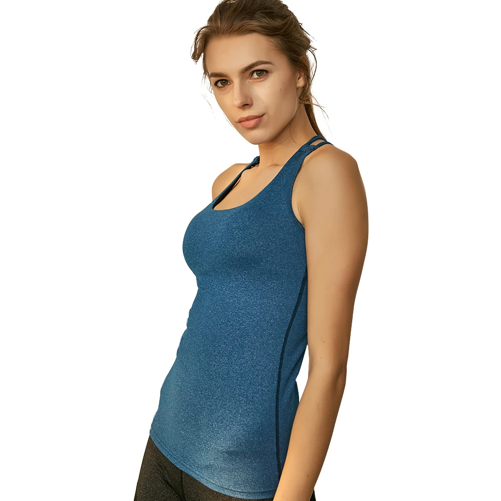 LUKITAS Fitness Yoga Bra Tops Women Shirts Cross Straps Nylon Stretch Running Workou Athletic Gym Top Sleeveless Sport T-Shirt