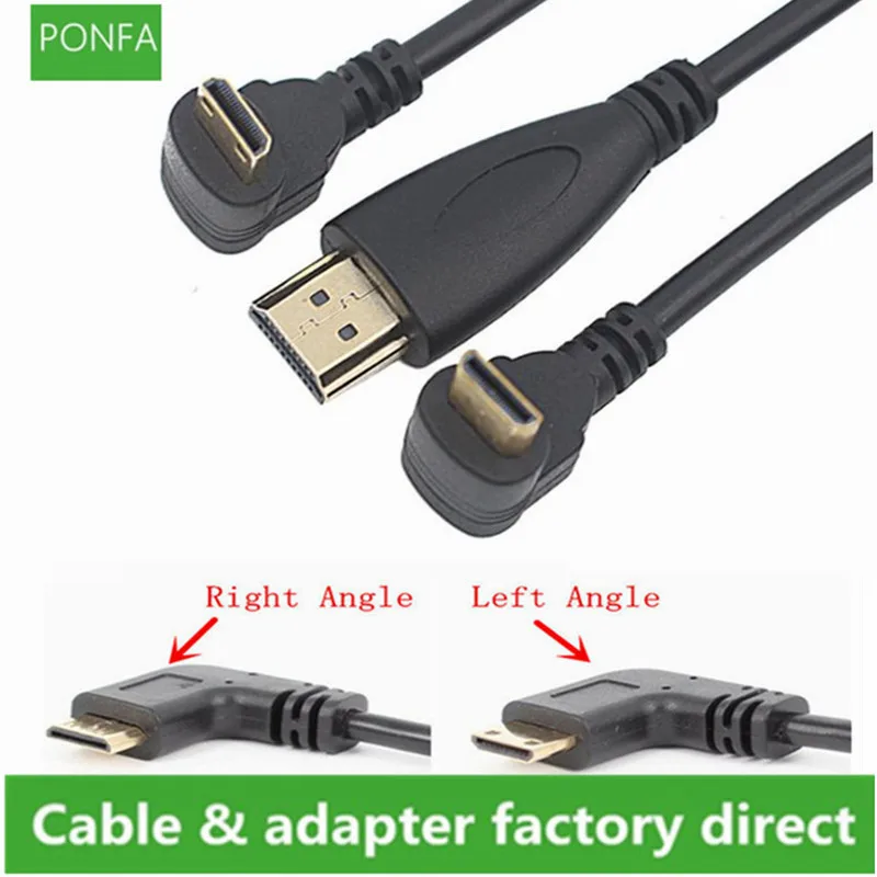 90 stopni Mini HDTV lewy i prawy kąt z męskiego na męskie kabel do HDTV 1080p PS3 Evo HTC Vedio Goldpalted 0.5m