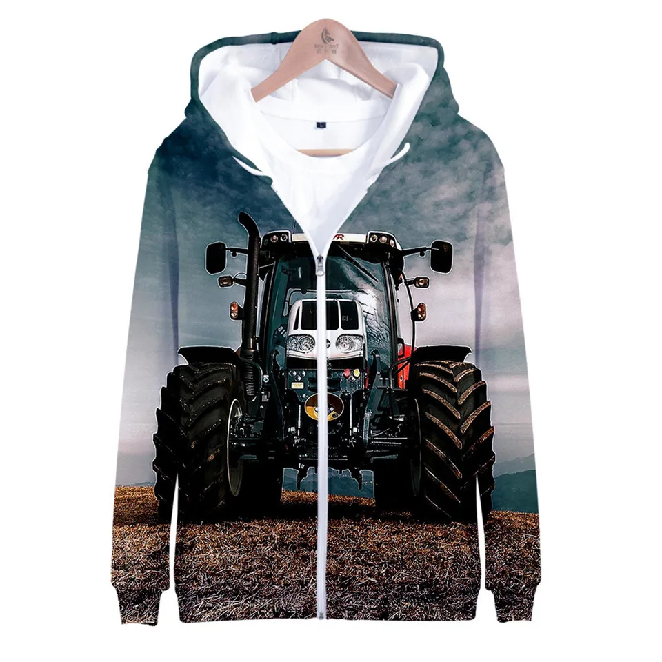 2 To 14 Years Kids Hoodies 3D Tractor Pattern Car Printed Hoodie Sweatshirt Boys Girls Harajuku Cartoon Coat Children Clothes