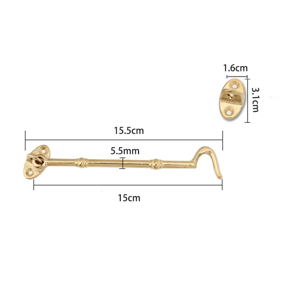 10.5/15/22.5cm Cabin Hooks Brass Window Lock Extra Long Wire Garden Gate Shed Door Latch Hook