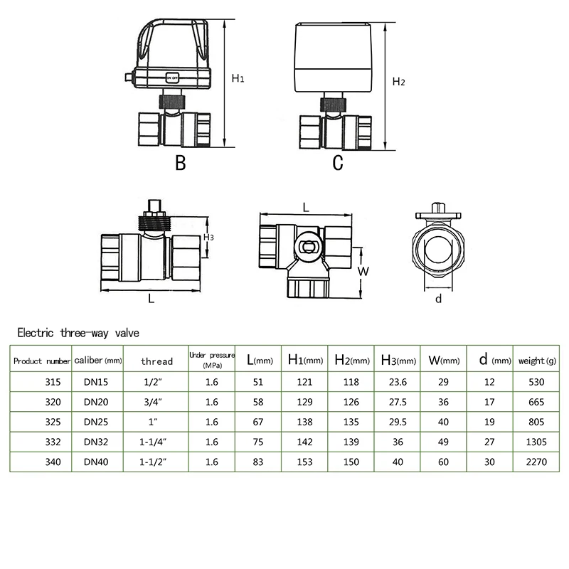 Imagem -04 - Vias Três Linha Válvulas de Controle em Dois Sentidos Válvula Esfera Motorizada Elétrica t Typle Válvula de Esfera Dn15-dn40 Dc5v Dc12v Dc24v Ac220v