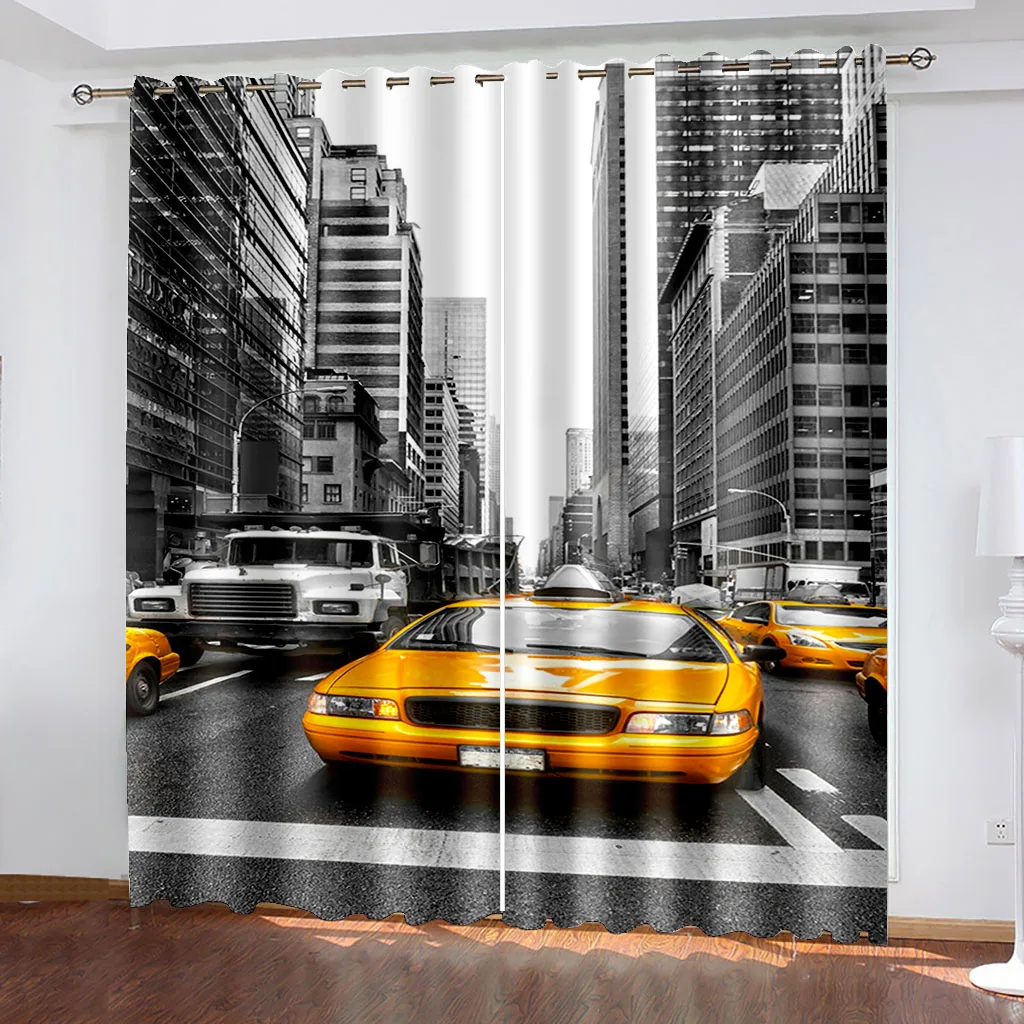 

High Quality 3D Printing Car Window Curtains Modern Living Room Curtain for Bedroom Home Decor Blackout Curtains Curtain Living