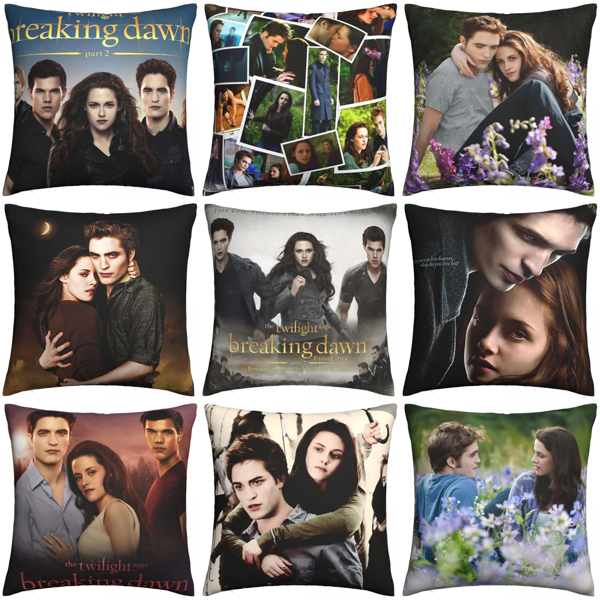 The Twilight Saga Breaking Dawn Pillowcase Polyester Cushion Cover Decor Movie Edward Bella Jacob Black Pillow Case Cover Home