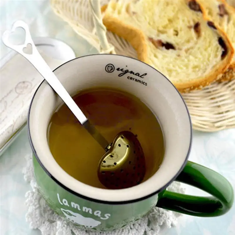 Heart Shaped Stainless Steel Tea Infuser Spoon Strainer High Temperature Resistance Environmental Protection Coating