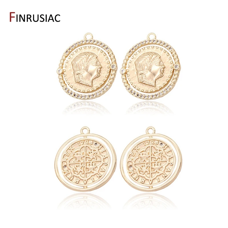 DIY Necklace Pendants Earrings Charms Jewelry Making Accessories  Gold Plated Commemorative Coin Pendant Wholesale