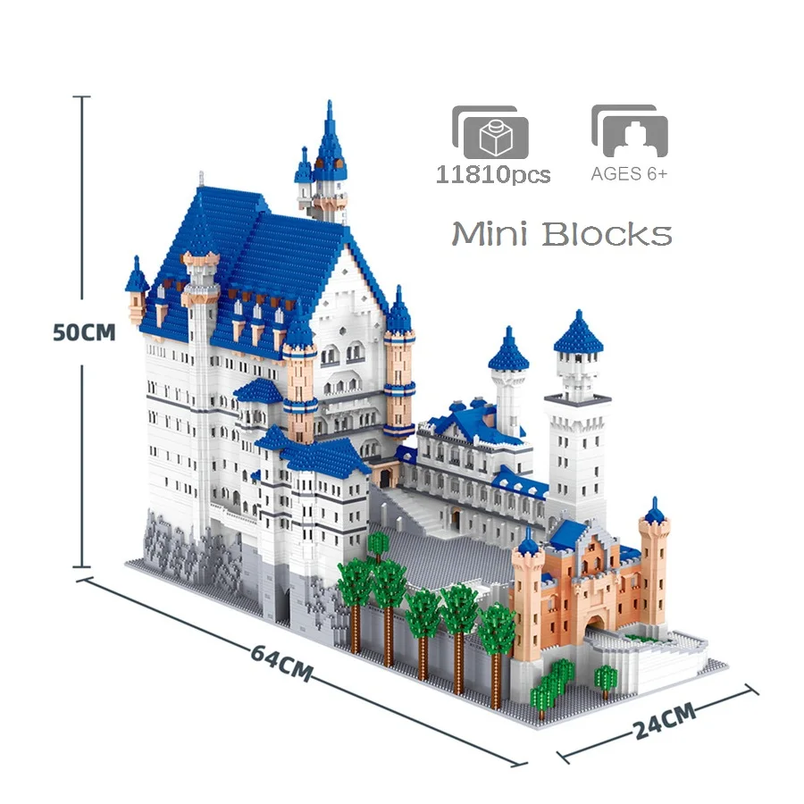 11810PCS Challenge Mini Blocks Swan Lake Castle Creative High Difficulty Adult Assembling Building Bricks Toys for Girl Gifts