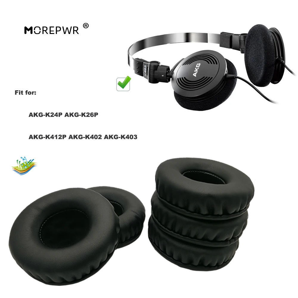 Morepwr New Upgrade Replacement Ear Pads for AKG-K24P AKG-K26P AKG-K412P AKG-K402 AKG-K403 Headset Parts Leather Cushion Earmuff