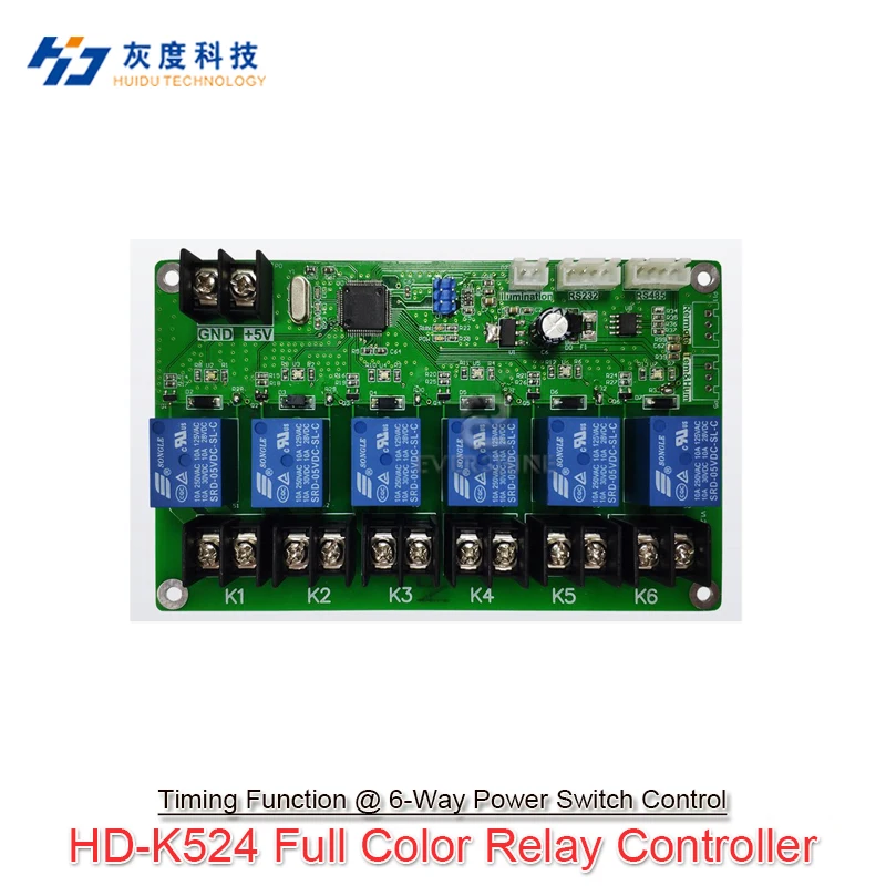 

Huidu HD-K524 Full Color Relay Controller Support Timing Function And 6-Way Power Switch Control