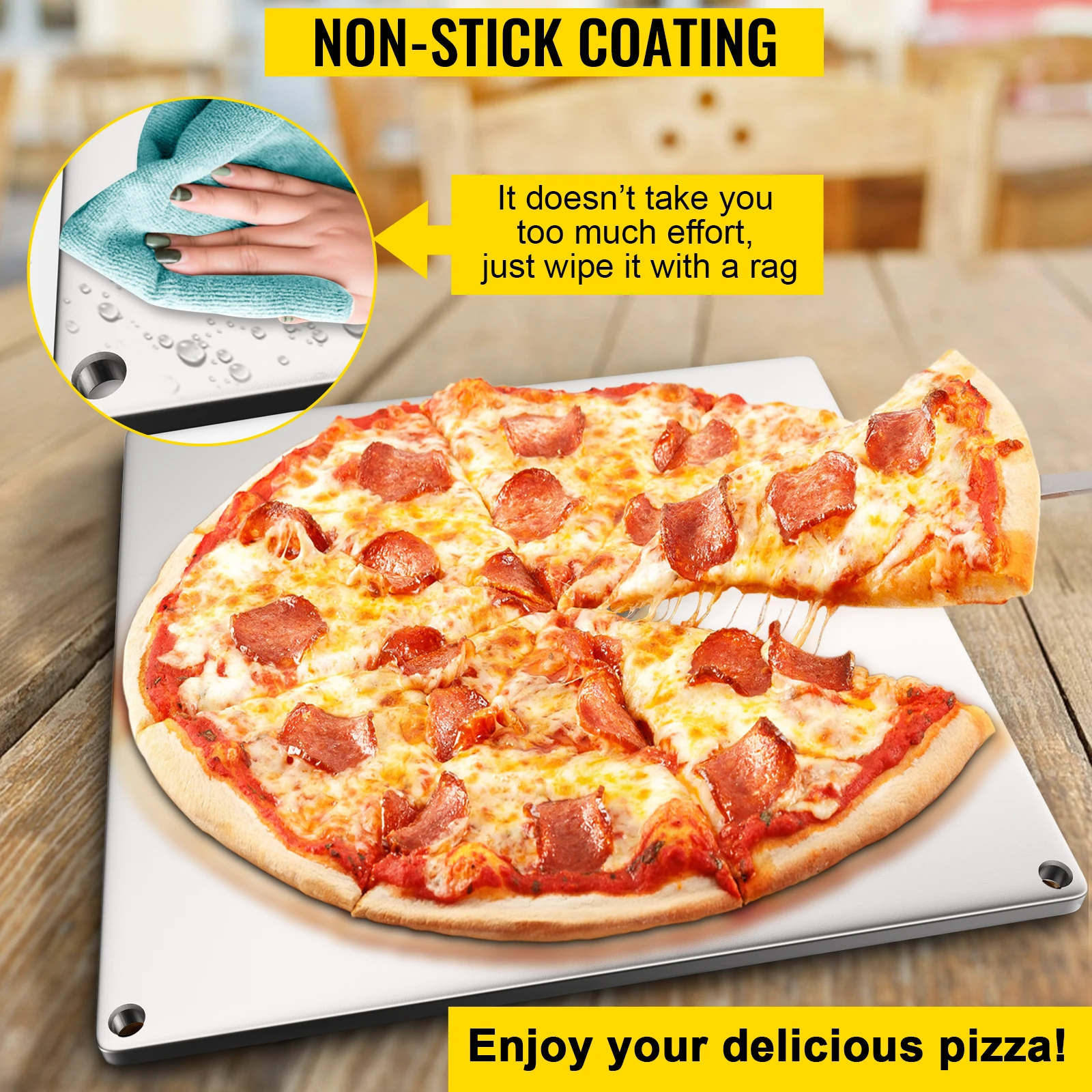 VEVOR Pizza Plate Solid Baking Steel Pan High-Performance Material Surface Non-Stick Convenient for Grill Cooking Home