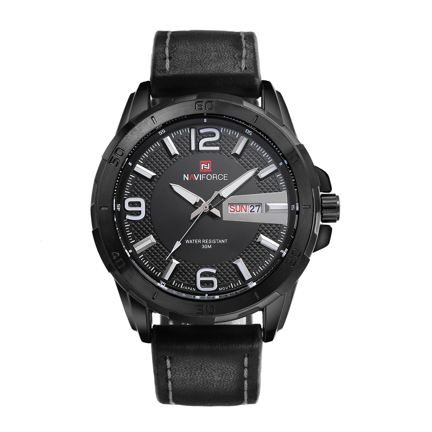 NAVIFORCE Brand Mens 30M Waterproof Sport Watch Men leather quartz watches auto date week Watches Clock military wristwatches
