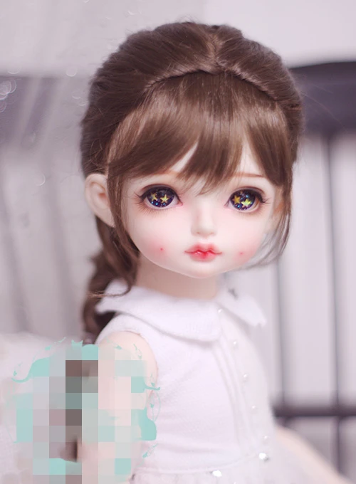 BJD Doll Wig suitable for 1-3 1-4 1-6 size milk tea long brown hair black  gold red wig braids doll accessories