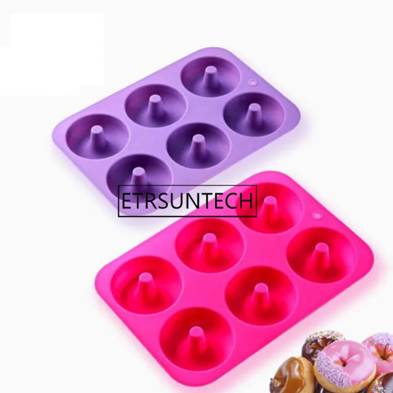 50pcs 6 Cavity Non-Stick Donut Mould Donut Muffin Cake Silicone Doughnut Bakeware Baking Mold Mould Pan