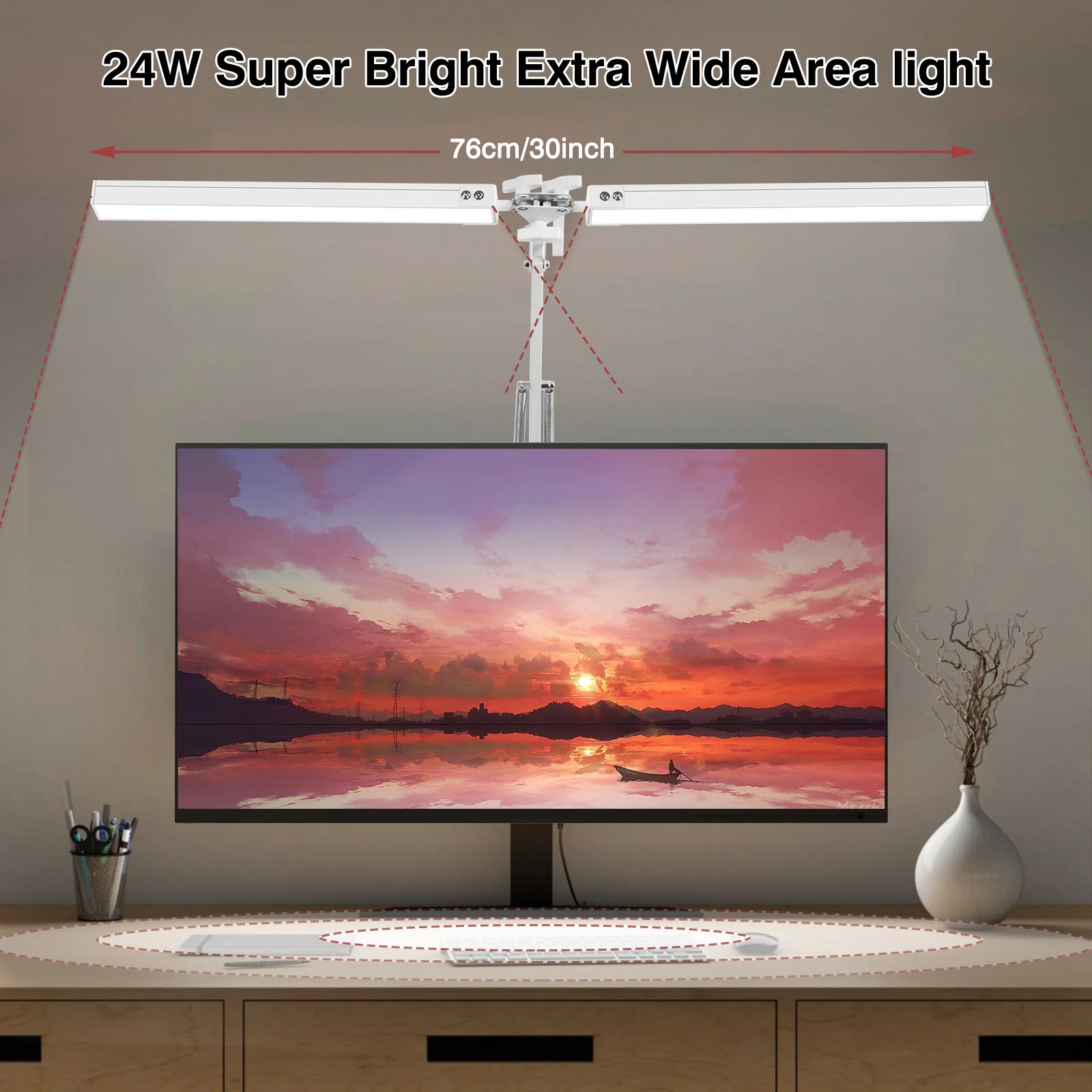 NEWACALOX lampu meja baca, EU/US 12V dengan 160 buah lampu LED 24W lampu dalam ruangan penjepit lampu lipat untuk kantor/belajar/kerja