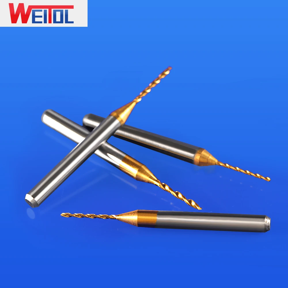 WeiTol 10 ชิ้น/ล็อต 3.175 มม.เคลือบไทเทเนียมเจาะบิต PCB Router บิตเส้นผ่านศูนย์กลาง 0.2-2.0 มม.แผงวงจรตัด