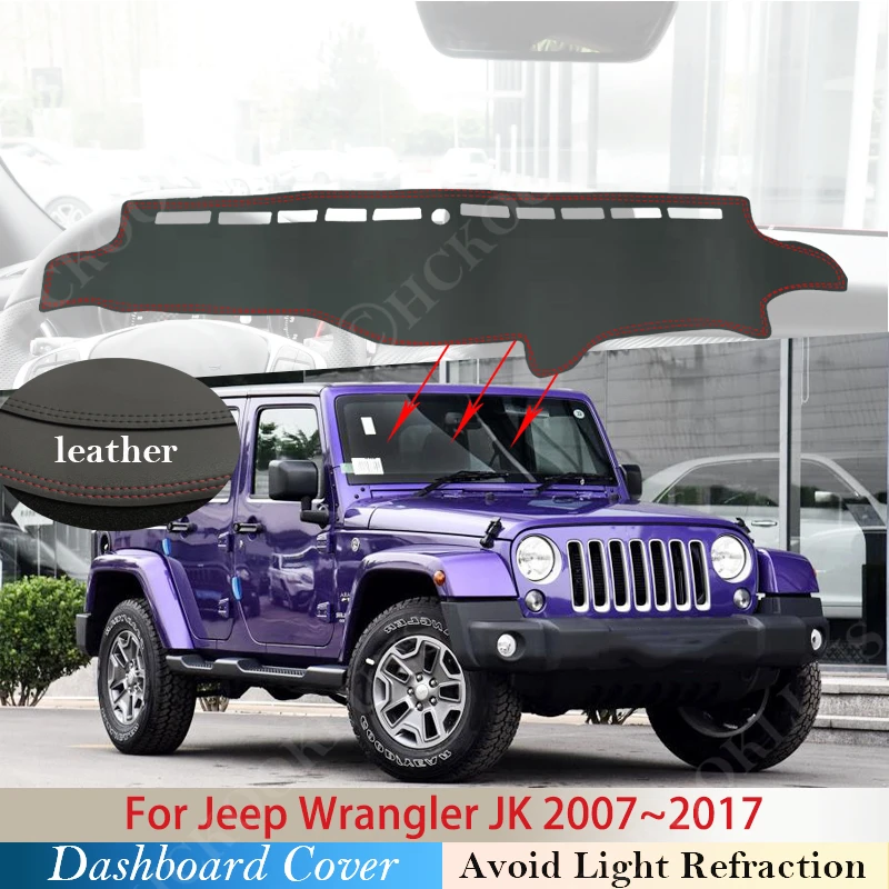

PU Leather for Jeep Wrangler JK 2007~ 2017 Anti-Slip Mat Dashboard Cover Pad Sunshade Dashmat 2008 2009 2010 2012 2013 2015 2016