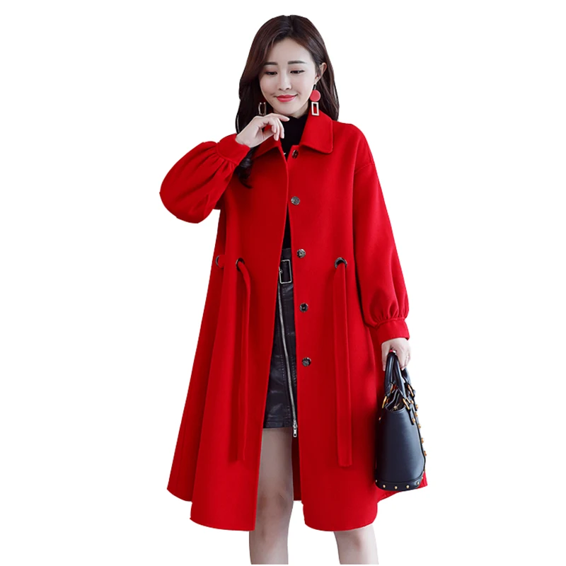 

Woolan Coats Outsidewear Woman Mid-Length Autumn Winter Wool Windbreaker 2022 NEW Fashion Loose Woolen Jacket Women Clothes