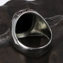Men's Silver Onyx Ring Retro Style #3