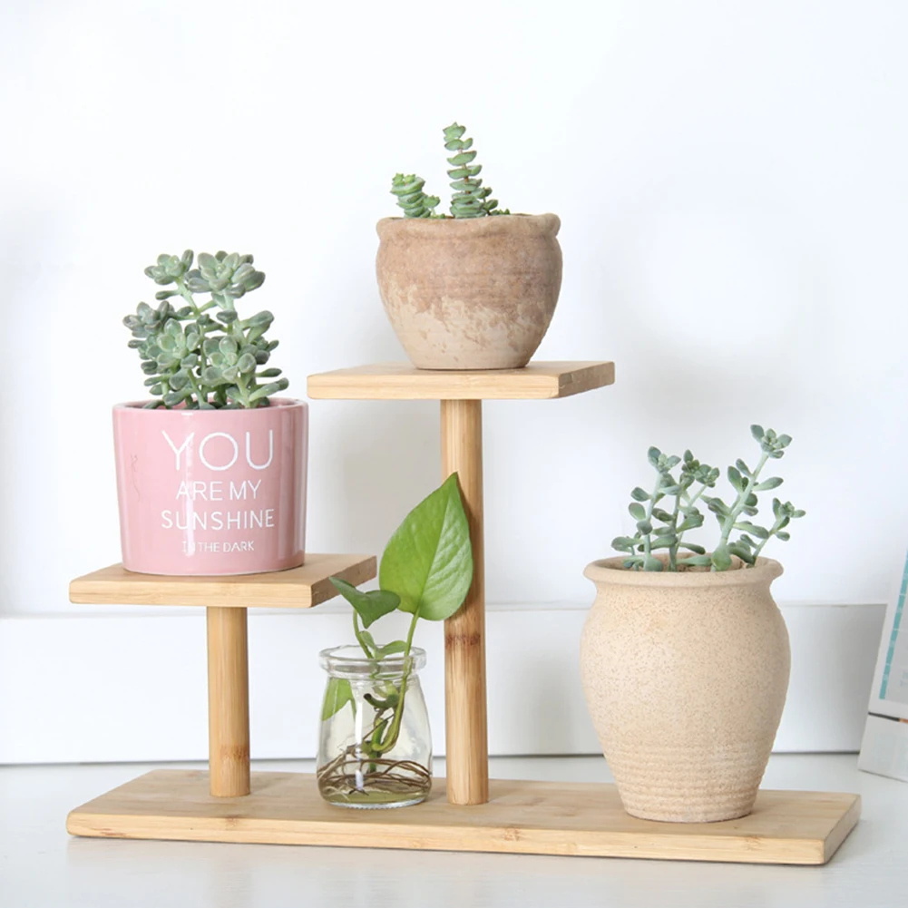 Bamboe Plant Bloem Plank Stand Bloempot Rack Holder Tuin Woonkamer Tafel Planter Display Stand Home Decor Indoor Outdoor