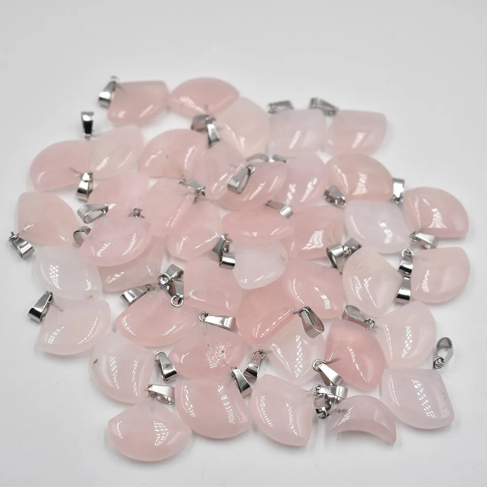 

Fashion assorted natural roses quartz sector shape charms Pendants for jewelry accessories marking 50pcs/lot Wholesale free