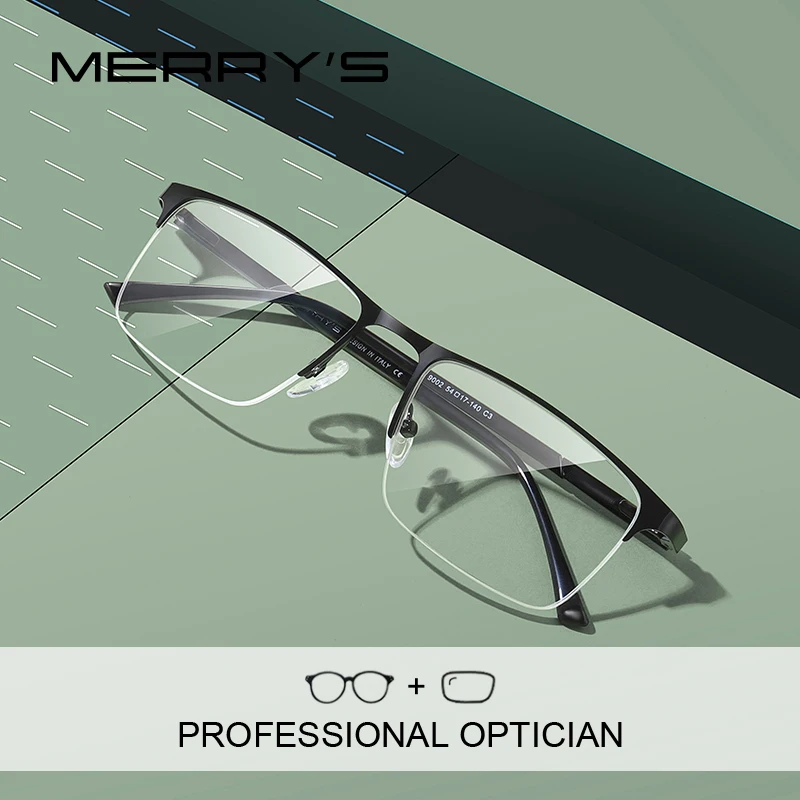 MERRYS DESIGN Men Prescription Glasses Square Myopia Prescription Eyeglasses Male Business Style Half Optical Glasses S2102PG