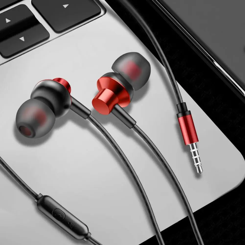 A03 1.2m 3.5mm Mega' Bass Wired Earphone HiFi Noise Reduction In-ear Wired Earphone with MIC for Music Recording Songs Earbuds