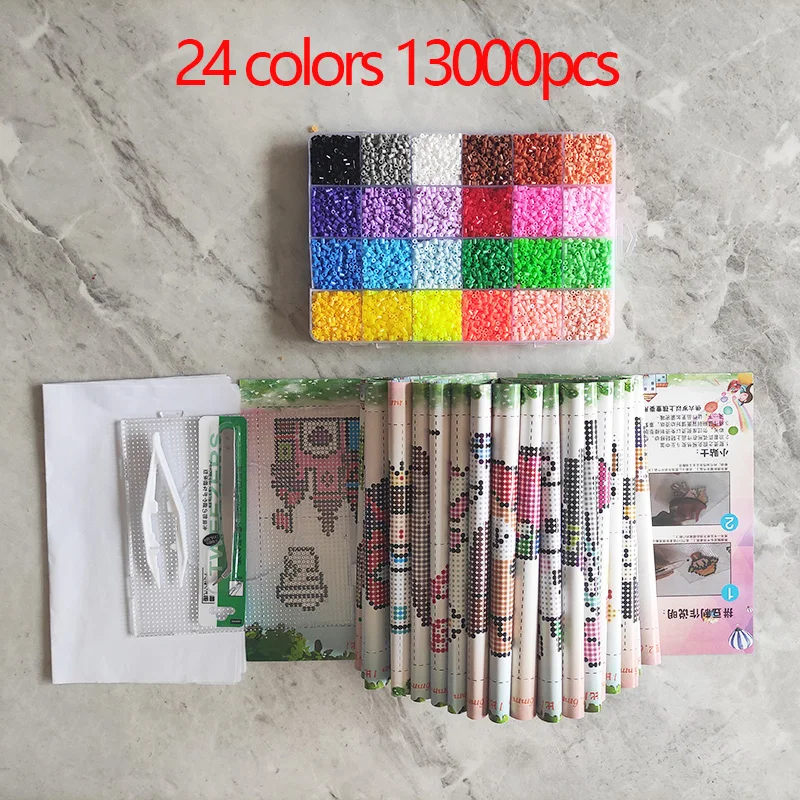 

24 Colors Box Set Hama Beads Toy 2.6MM Perler Educational Kids 3D Puzzles Diy Toys Fuse Beads Pegboard Sheets Ironing Paper