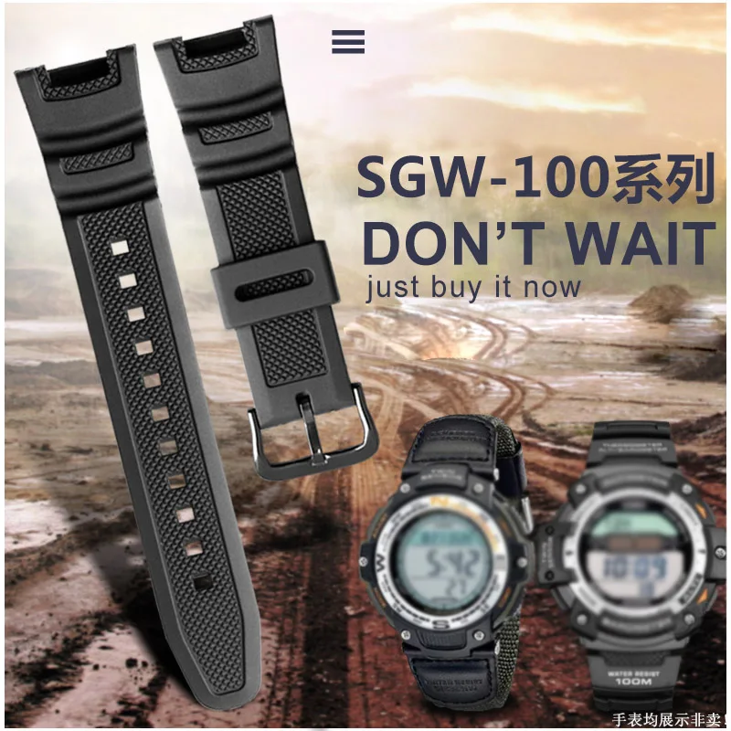 Linux sgw-100用の黒いゴム製時計ストラップ,耐水性,アクセサリー