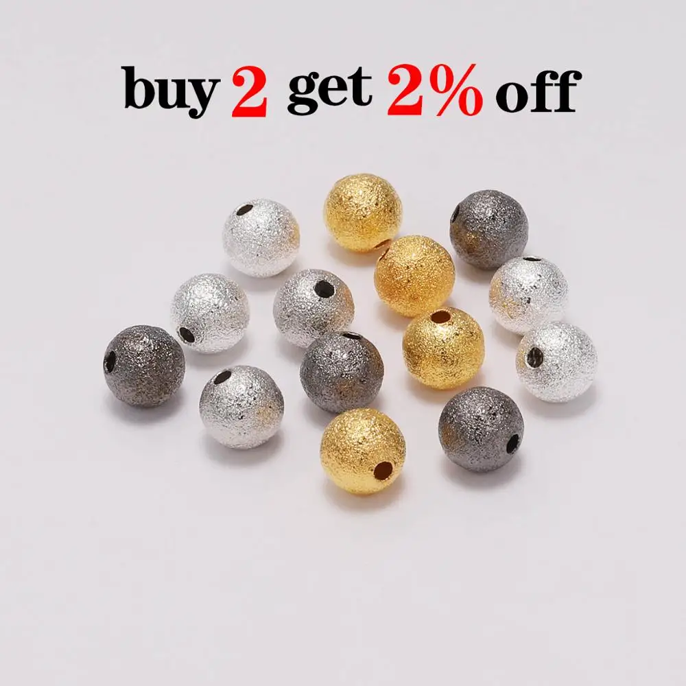 20-100pcs/lot 4 6 8 10 12mm Gold Color Round Copper Spacer Beads Frosted Ball End Seed Bead For Necklace Bracelet Jewelry Making