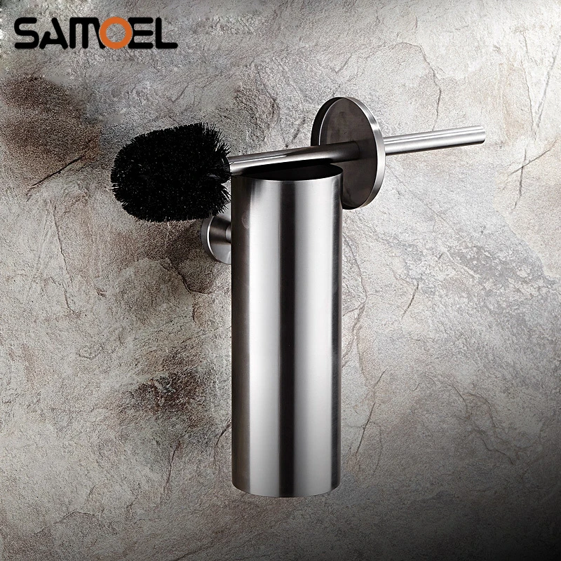 Popular SUS 304 Stainless Steel Deodorant Anti-smell Wall Mounted Bathroom Brushed Round Toilet Brush Holder TH516