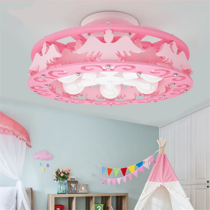 Cartoon Cute Pink Flamingo Ceiling Lights Princess Girl Bedroom Angel Decor Living Room Children's