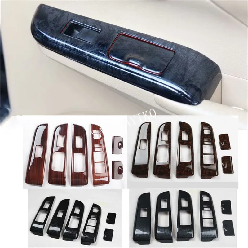 LHD 6pcs/lot ABS carbon fiber grain or wooden grain car window lift panel decoration cover for 2012-2015 Toyota camry MK7