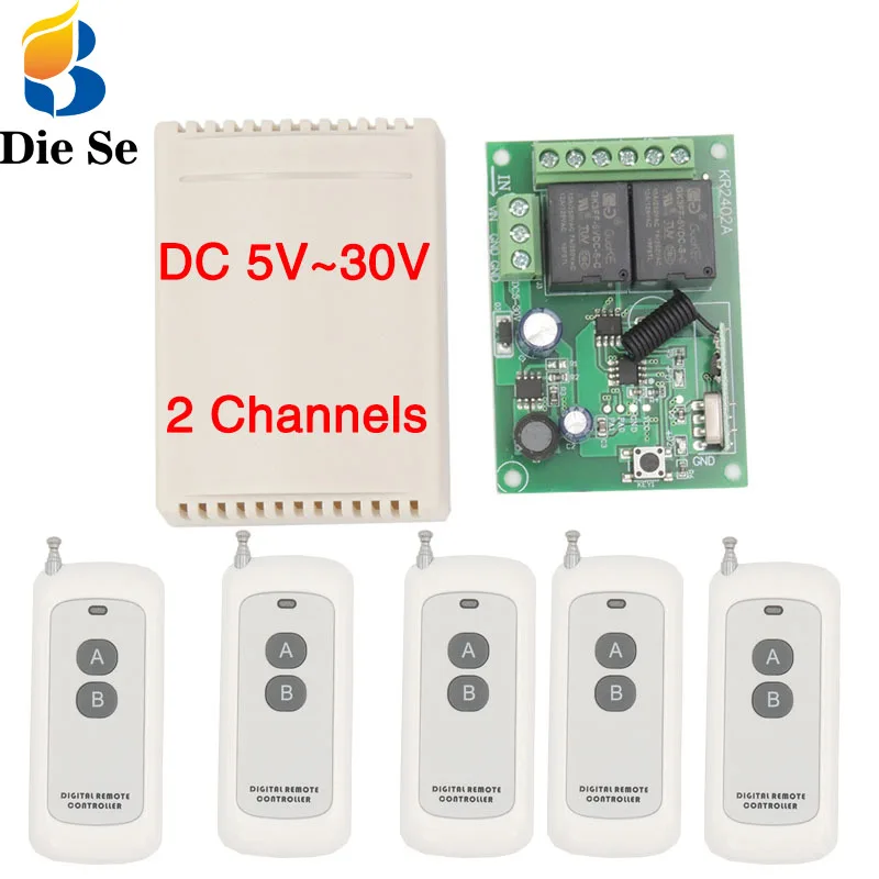 Rf pilot zdalnego sterowania System 433Mhz uniwersalny bezprzewodowy przełącznik DIY DC 5V ~ 30V 2CH rf przekaźnik odbiorczy pokładzie i daleki