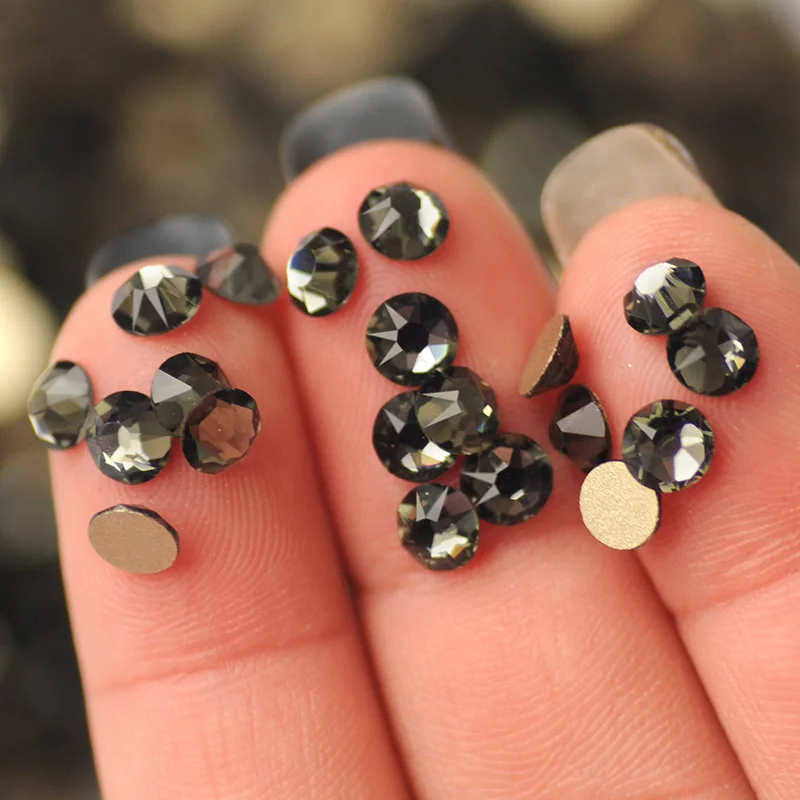 YANRUO 2088NoHF All Sizes Black Diamond 3D Nail Art Rhinestones Non Hotfix Crystal Strass Flatback Gray Stones DIY Crafts