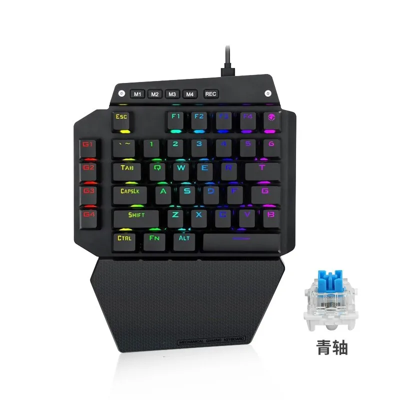 K700 one-hand mechanical game keyboard RGB LED backlit blue switch full key Macro programming 44 key LOL/Wow/DOta2 / PUBG/CF