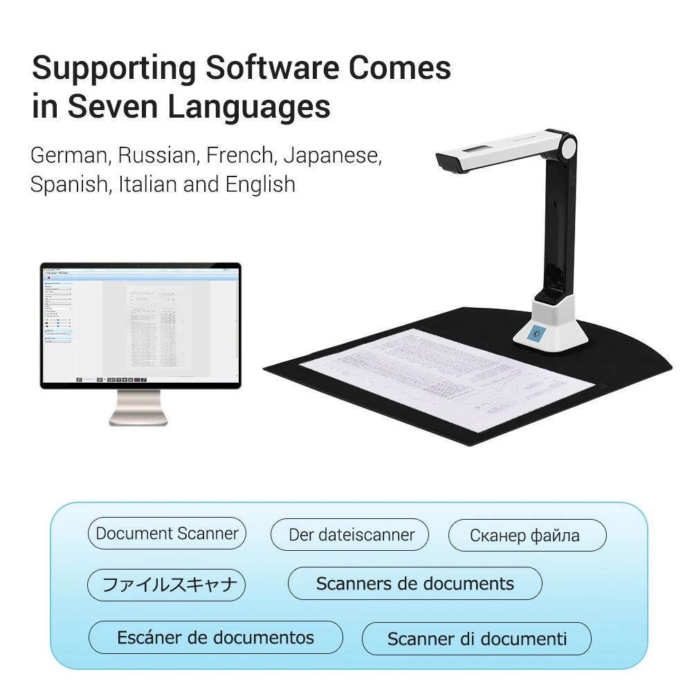 Portable Document scanner a4 10 Mega pixel book scanner documents camera a4 paper files High Definition escaner documentos