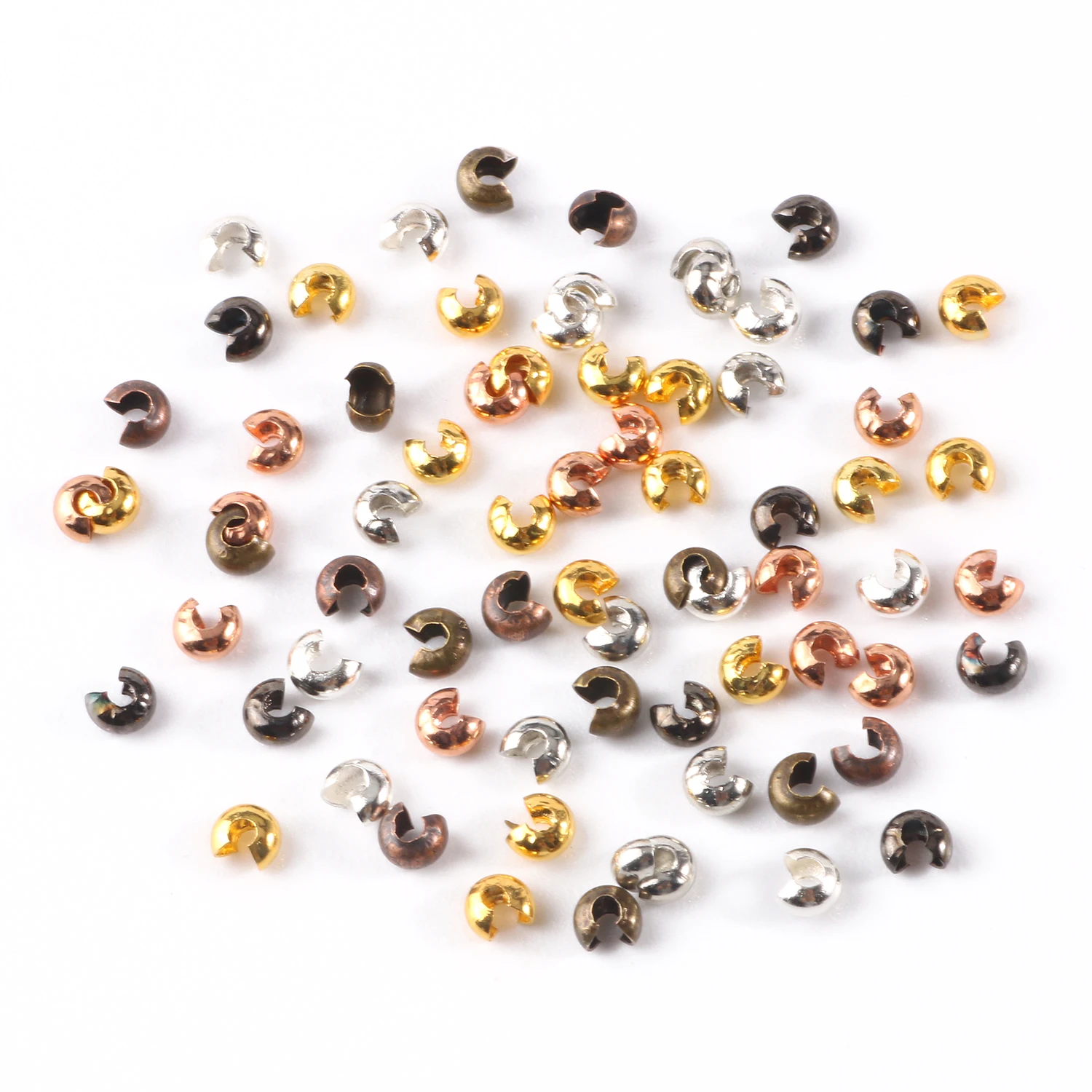 Shiny Crimp Beads End Caps Copper Cord String End Beads Positioning Clips Beads jewelry making supplies wholesale 3/4/5mm