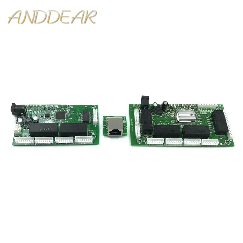 8 pin OEM PBC 8Port Gigabit Ethernet Switch 8Port 10/100/1000m with 8 pin way header Hub 8way power pin Pcb board OEM screw hole