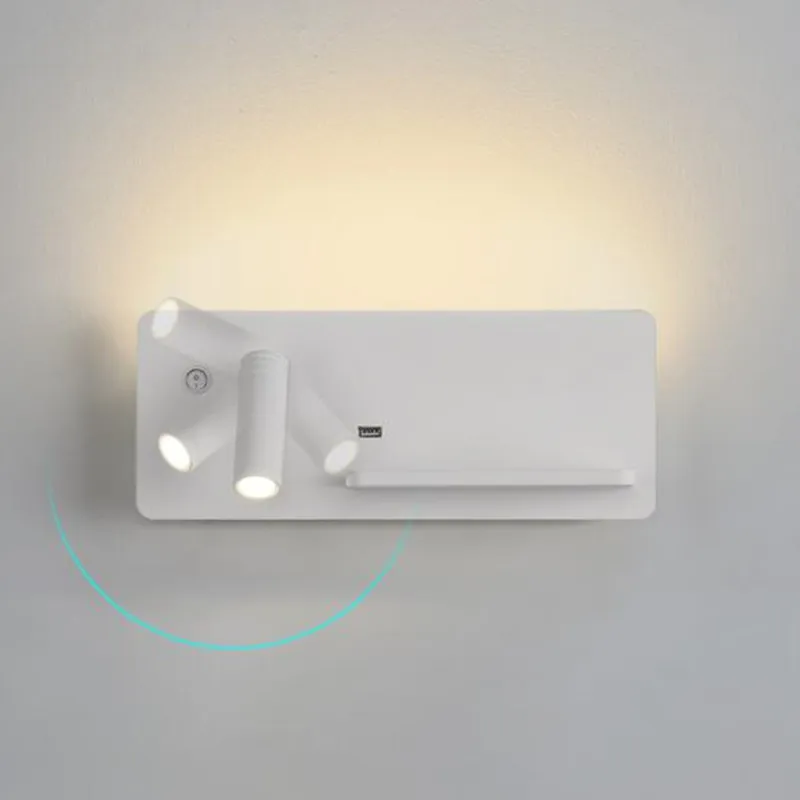 Modern Hotel Wall Lamp Wall Lights Fixture Bed Room Headboard Reading Lamp night led Wireless USB Charger Backlit Lights