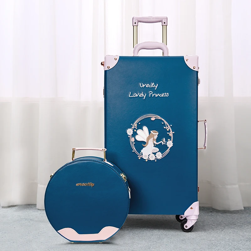 Super Fashion PU leather suitcase set vintage travel bag boarding box with cosmetic bag trolley luggage girls luxury suitcase