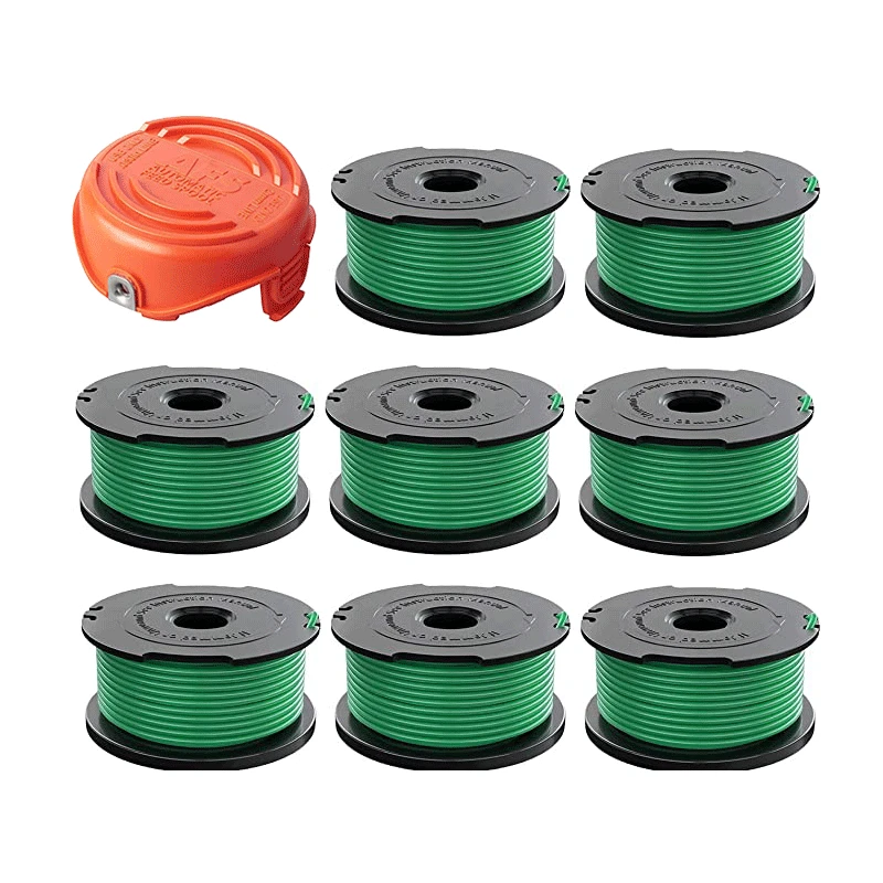 9pcs Nylon Spools Line Kit Spool Cover Cap For Black + Decker Strimmer Line Mowing Wire Spools Garden Grass Weed Cutting Accossy