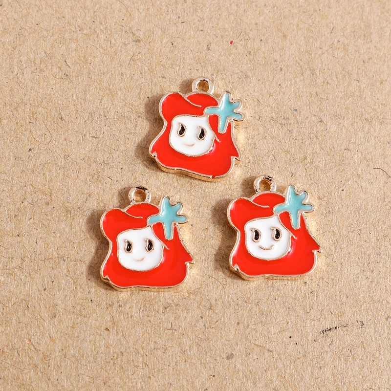 10 Stück süße Emaille-Prinzessin-Mädchen-Charms-Anhänger für Schmuckherstellung, Halskette, Ohrringe, Armband, DIY-Zubehör, Zubehör – Detail 4