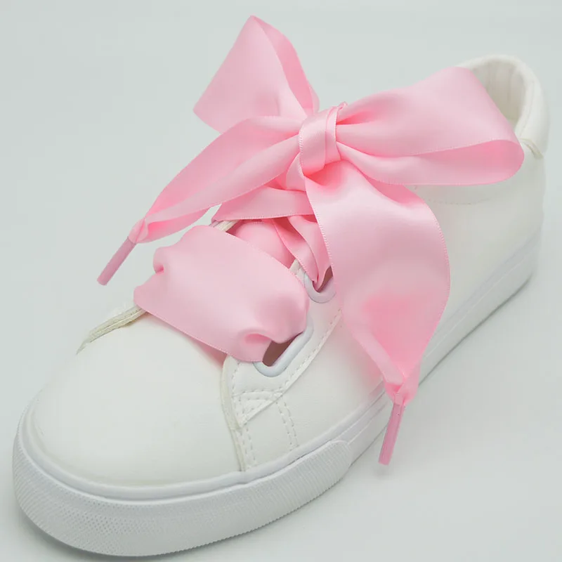 4 cm Widened Silk Satin Shoelaces Smooth Big Bow Wide Laces Trend Beauty White Casual Sneaker Leather Shoes Laces Dropship