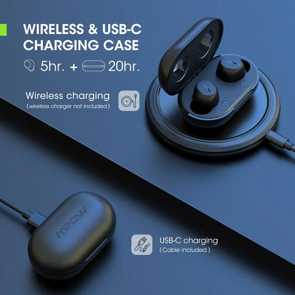 Mpow M12 بلوتوث 5.0 في الأذن سماعات IPX8 مقاوم للماء سماعات لاسلكية مع 25H اللعب والتحكم باللمس آيفون 11 Plus/X/XR