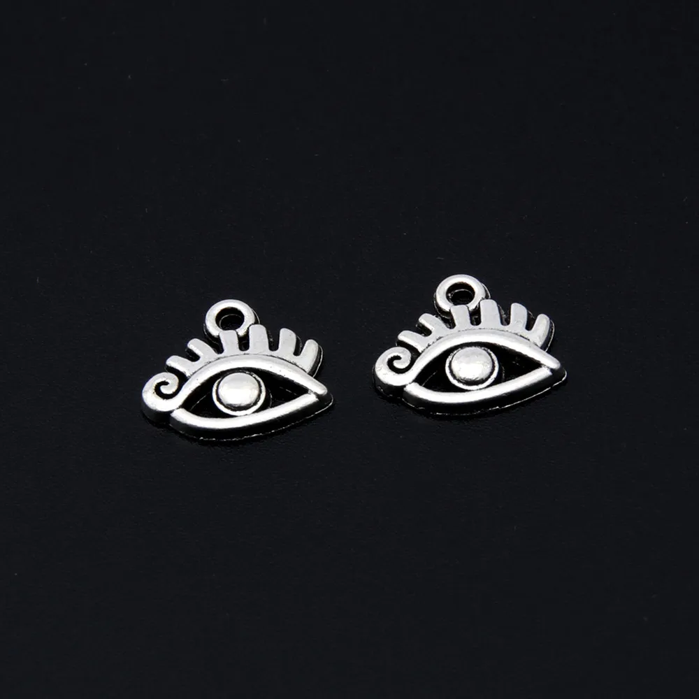 50pcs  Silver Color Beautiful Eyes Charms Eyelash Eye Pendant Jewelry Making DIY Handmade Craft Findings Accessories A3383