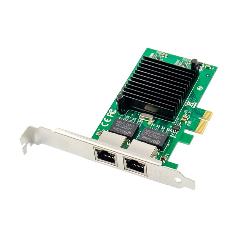 PCIe x1 Dual Ports RJ45 10/100/1000Mbps Gigabit Ethernet Server NIC Lan Network Card for Intel 82575EB 82576EB Chipset