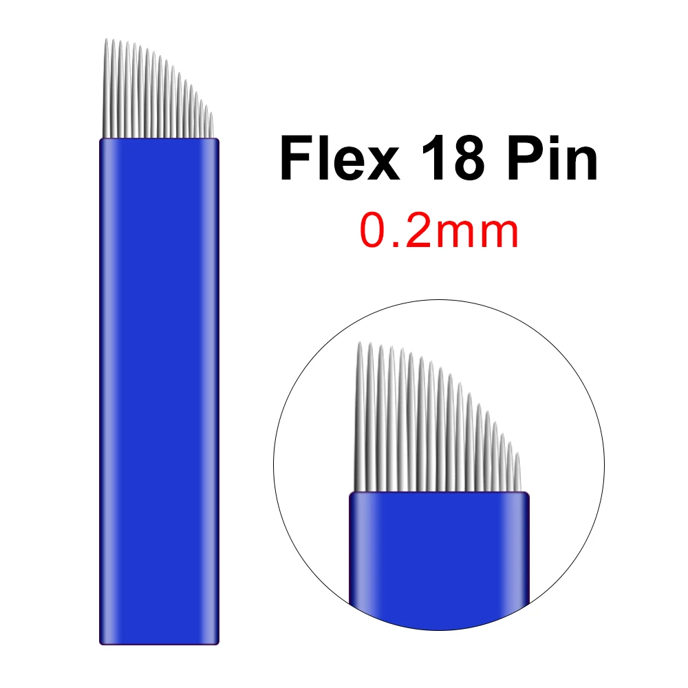 Microblading إبرة شفرات فليكس U 12 14 16 18 21 F دبوس الحاجب منحني شكل الشفاه شفرة Microblading تجميل دائم دليل القلم