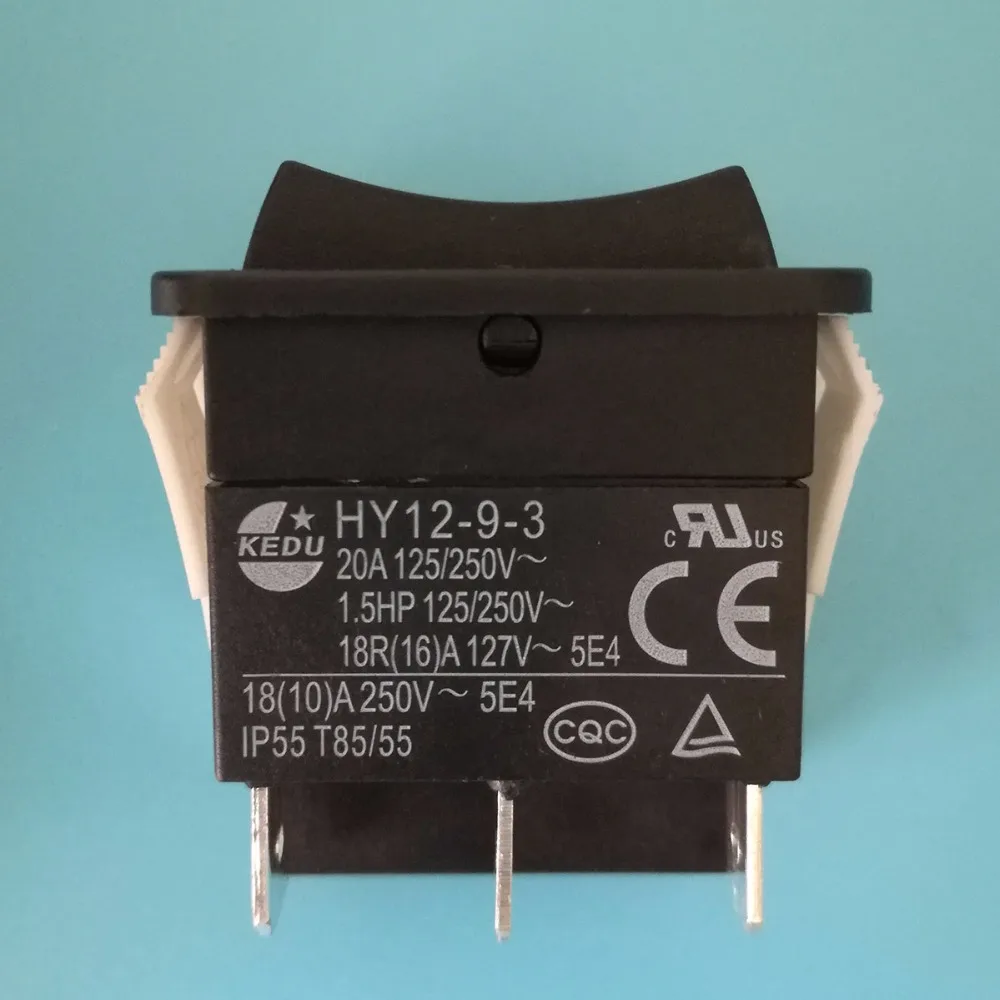 KEDU HY12-9-3 6Pins Rocker Switches with Automatic Reset Function (ON)-OFF-(ON) 20A 125/250V AC