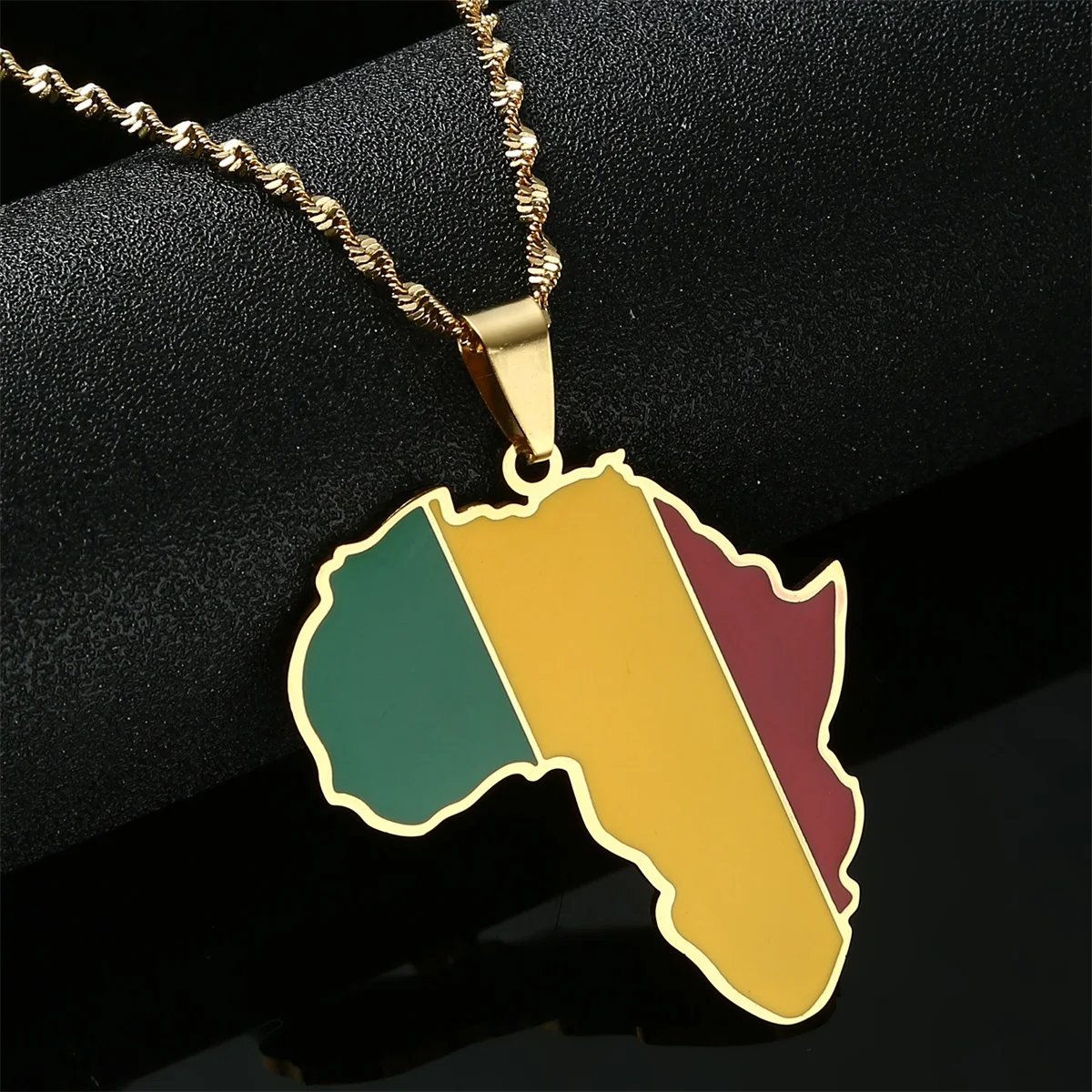 African Fashion Jewelry Stainless Steel Africa Map & Mali Flag Pendant Necklaces For Women