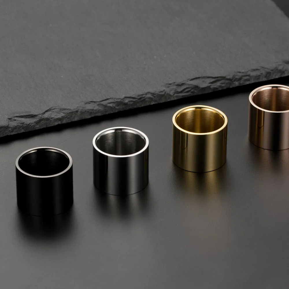 Simple 4 Color Smooth Long Ring Men's Fashionable Ring Accessories Individuality Black Stainless Steel Ring Party Jewelry