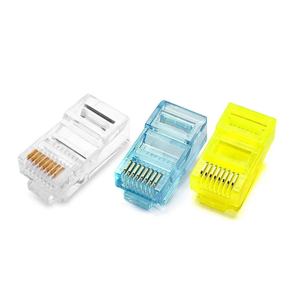 10 Buah RJ45 Kabel Jaringan Steker Modular Warna-warni Steker Konektor LAN Ujung 8P8C CAT5 CAT5E